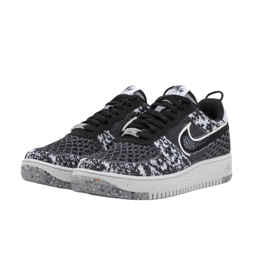 NIKE AIR FORCE 1 LOW CRATER FLYKNIT BLACK WHITE MELANGE