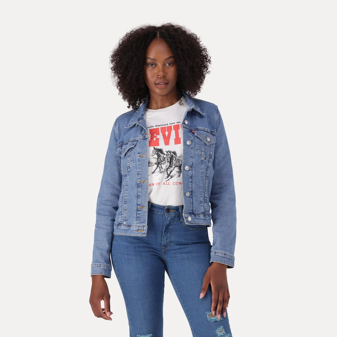 Levi's indigo shops trucker jacket