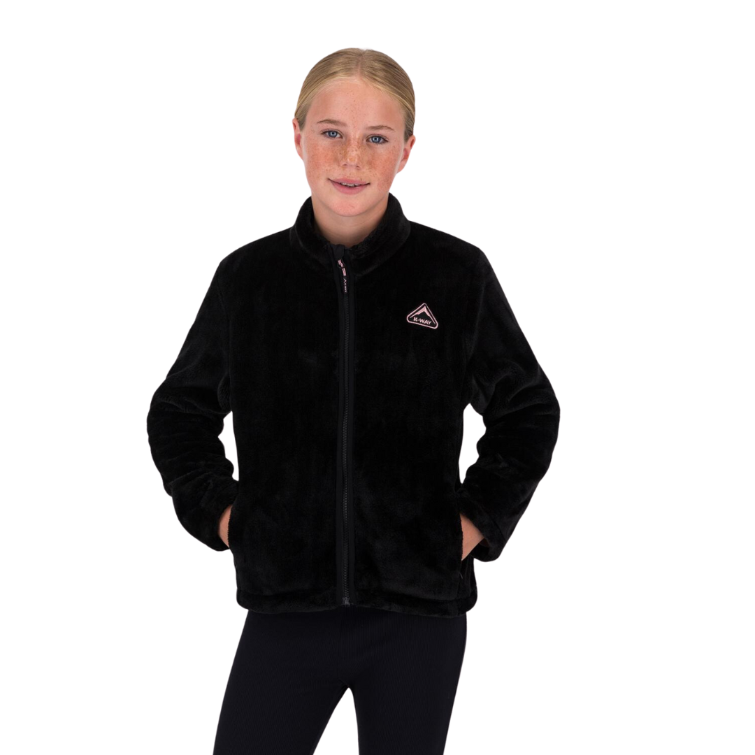 K-WAY YOUTH GIRLS’ SAVANNAH PLUSH FLEECE JACKET - BLACK