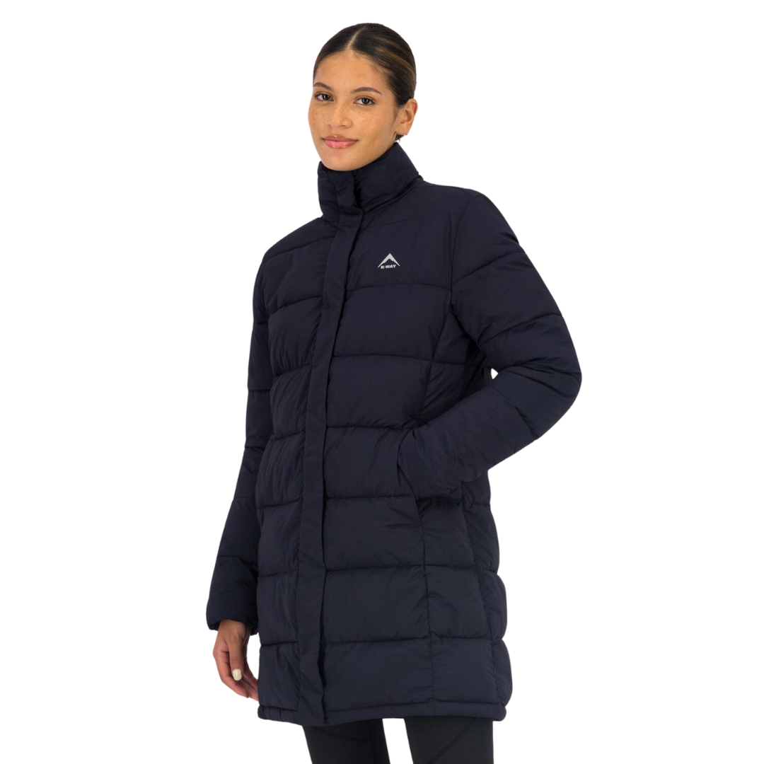 K-WAY WOMEN'S VENTURE ECO PADDED PUFFER COAT - NAVY