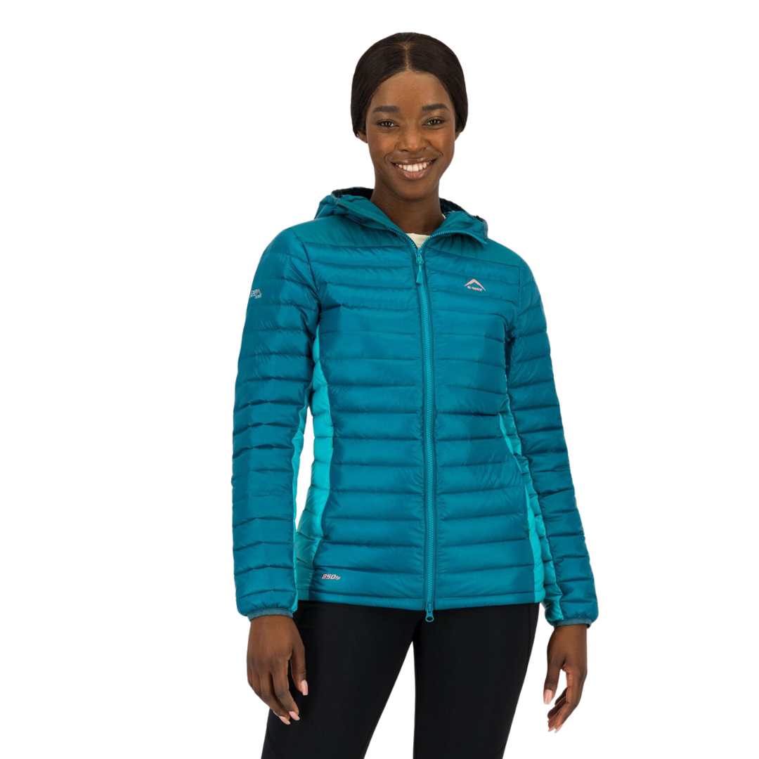 K-WAY WOMEN'S EXPEDITION SERIES MOUNT WHITNEY HOODED DOWN JACKET - TEAL