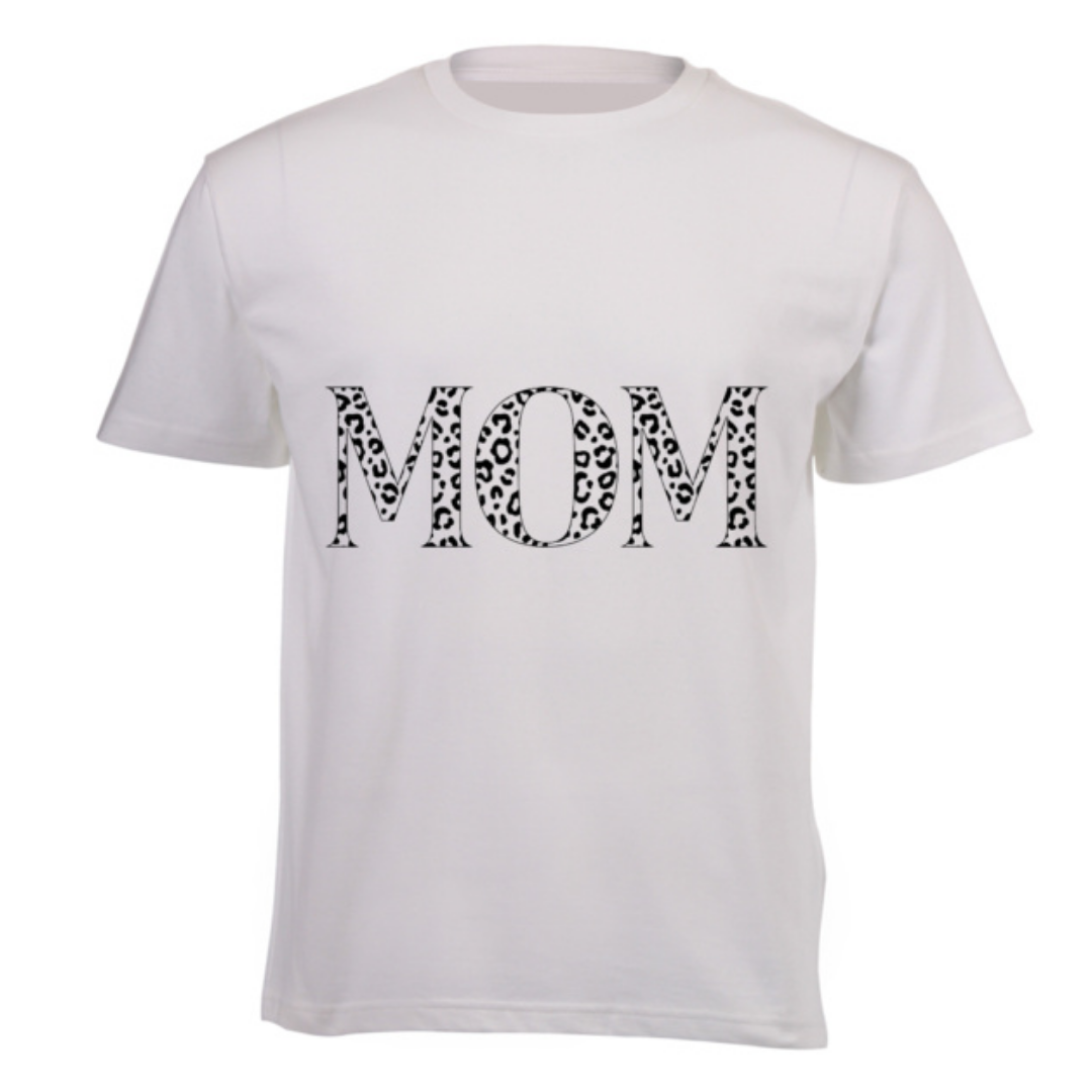 "Mom" T-Shirt with Leopard Print