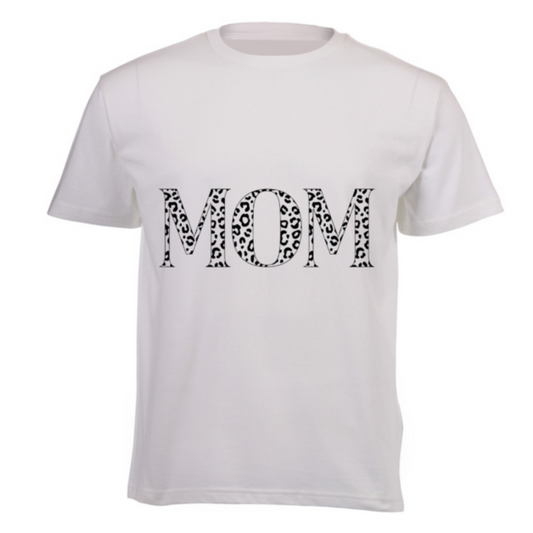 "Mom" T-Shirt with Leopard Print