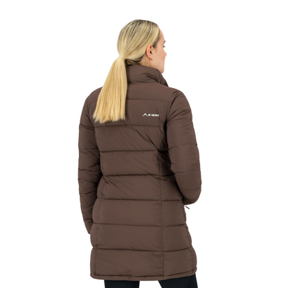 K-WAY WOMEN'S VENTURE ECO PADDED PUFFER COAT - BROWN