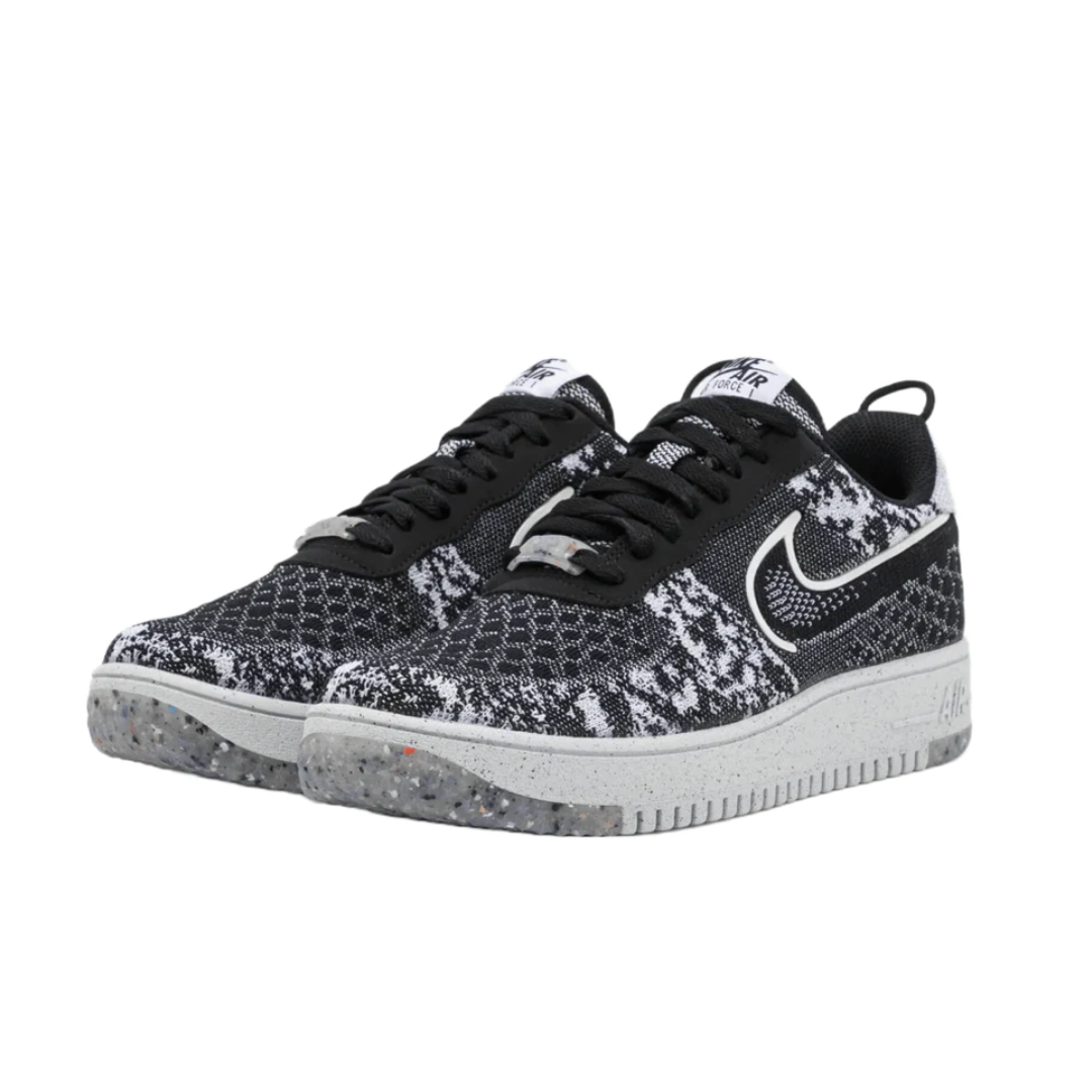 NIKE AIR FORCE 1 LOW CRATER FLYKNIT BLACK WHITE MELANGE