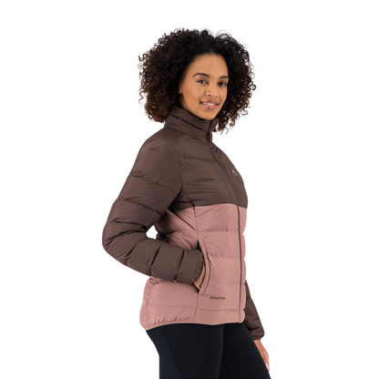 K-WAY WOMEN’S EVERGLADE COLOURBLOCK DOWN PUFFER JACKET - BROWN