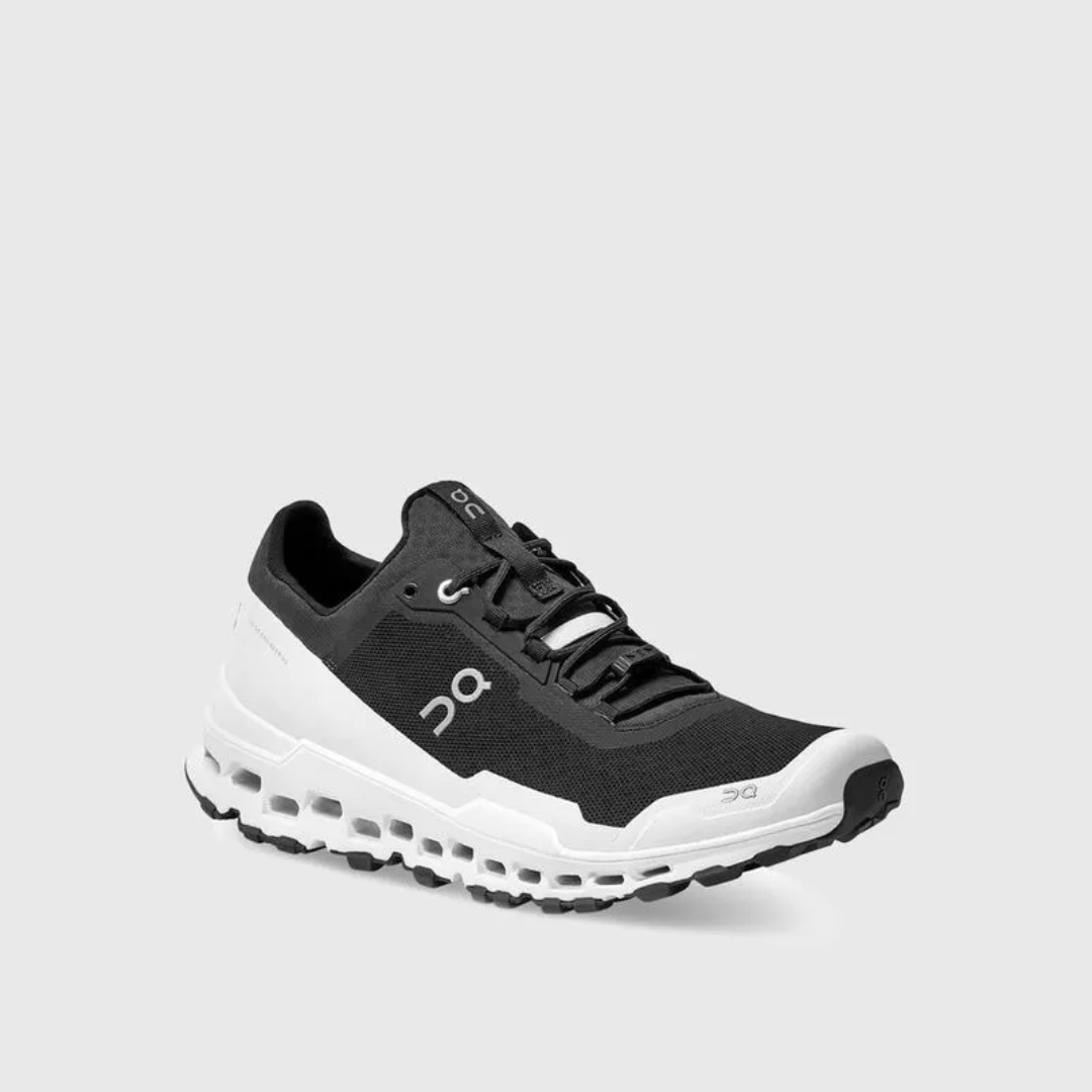 Mens On Running Cloudultra Black/White Trail Running Shoes