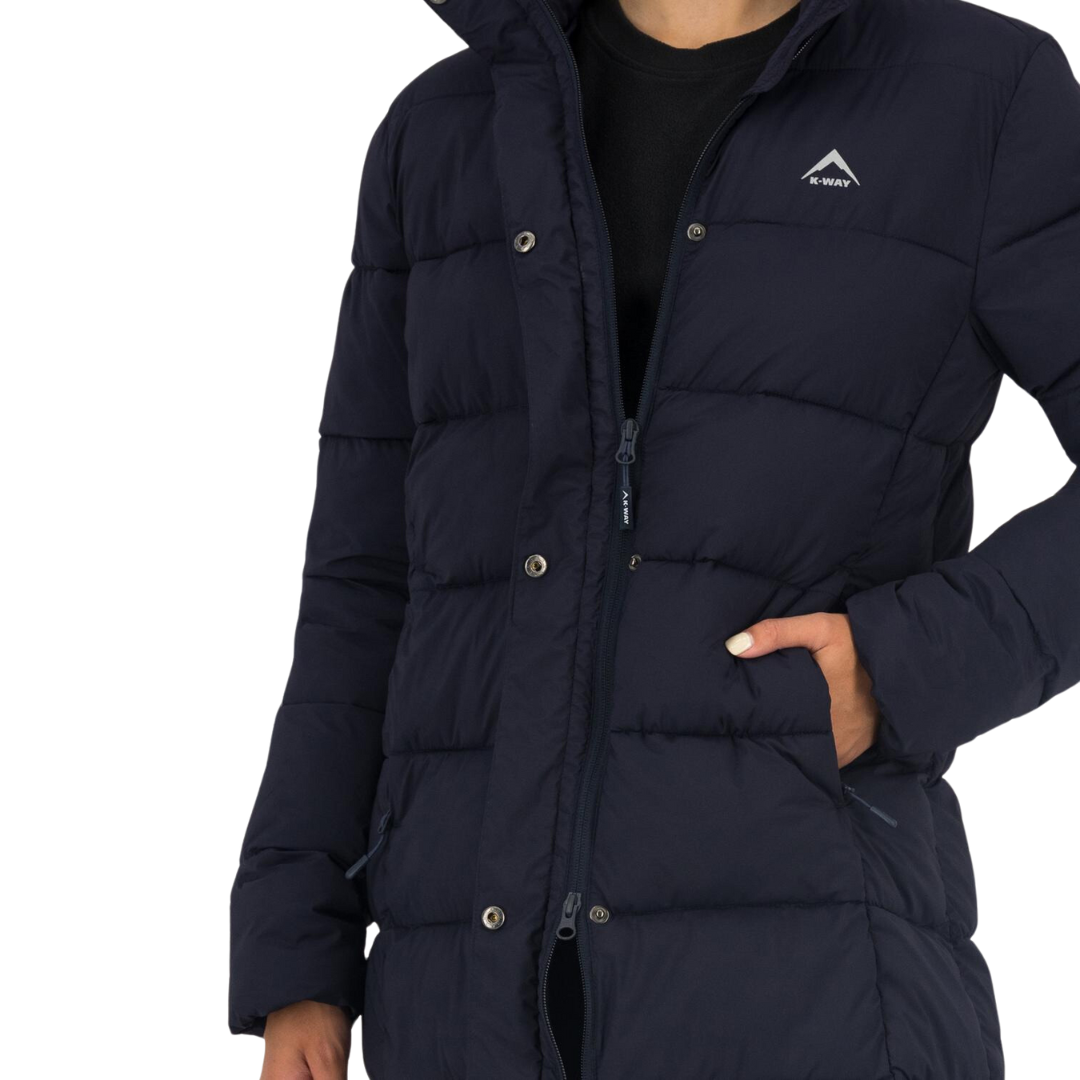 K-WAY WOMEN'S VENTURE ECO PADDED PUFFER COAT - NAVY