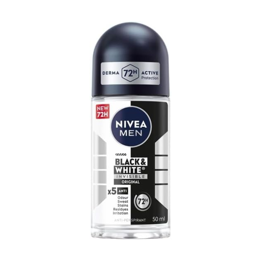 NIVEA MEN Black & White Invisible Original Anti-perspirant Roll-On, 50ml