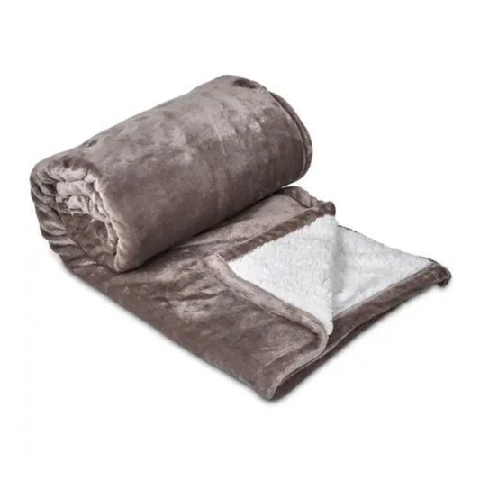 Maison Câlin Dual-Sided Sherpa & Velvet Throw Blanket (Taupe)