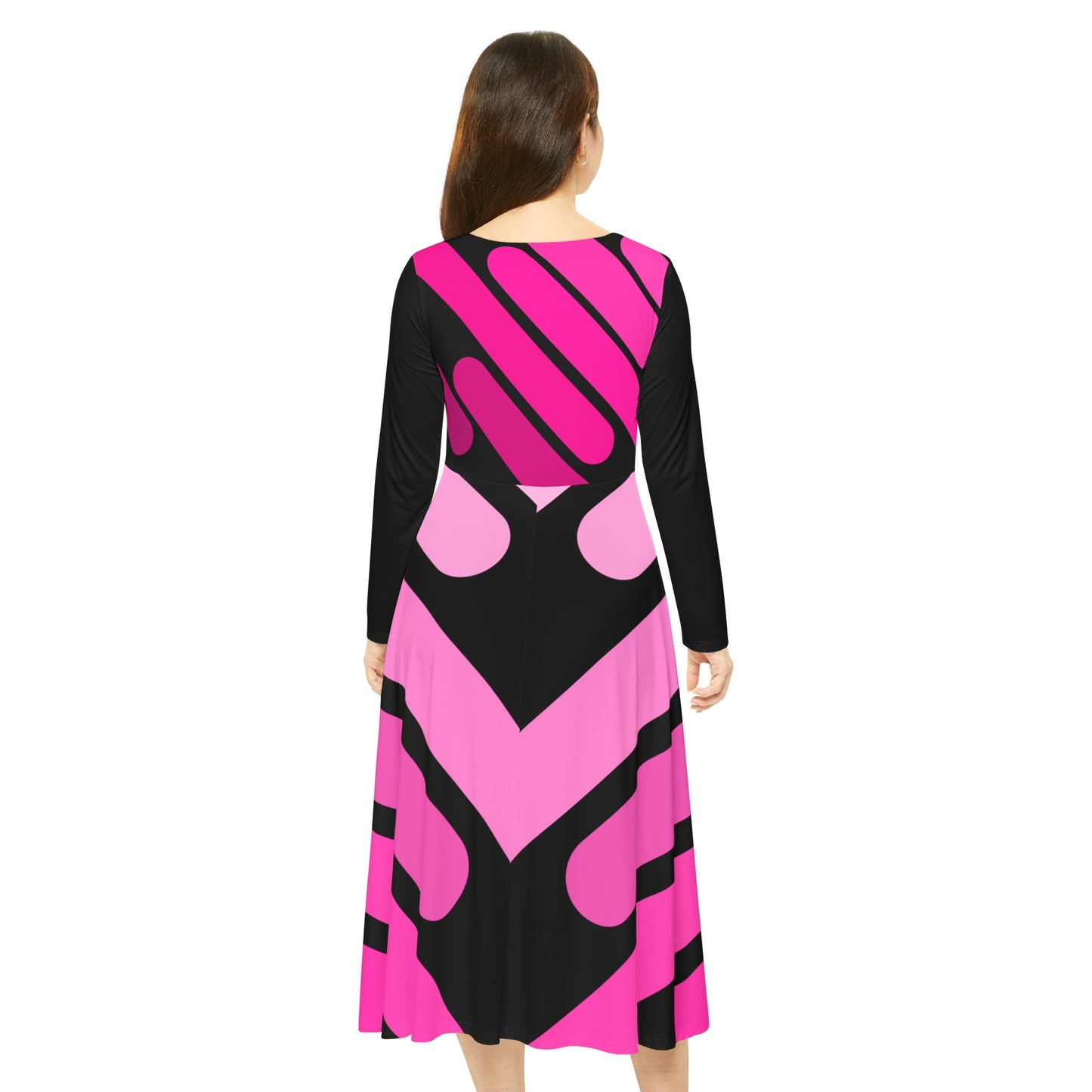 Pink & Black Long Sleeve Dance Dress