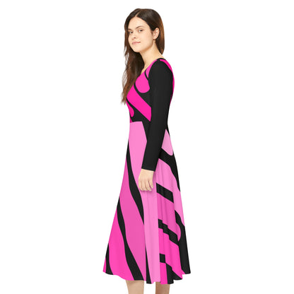 Pink & Black Long Sleeve Dance Dress